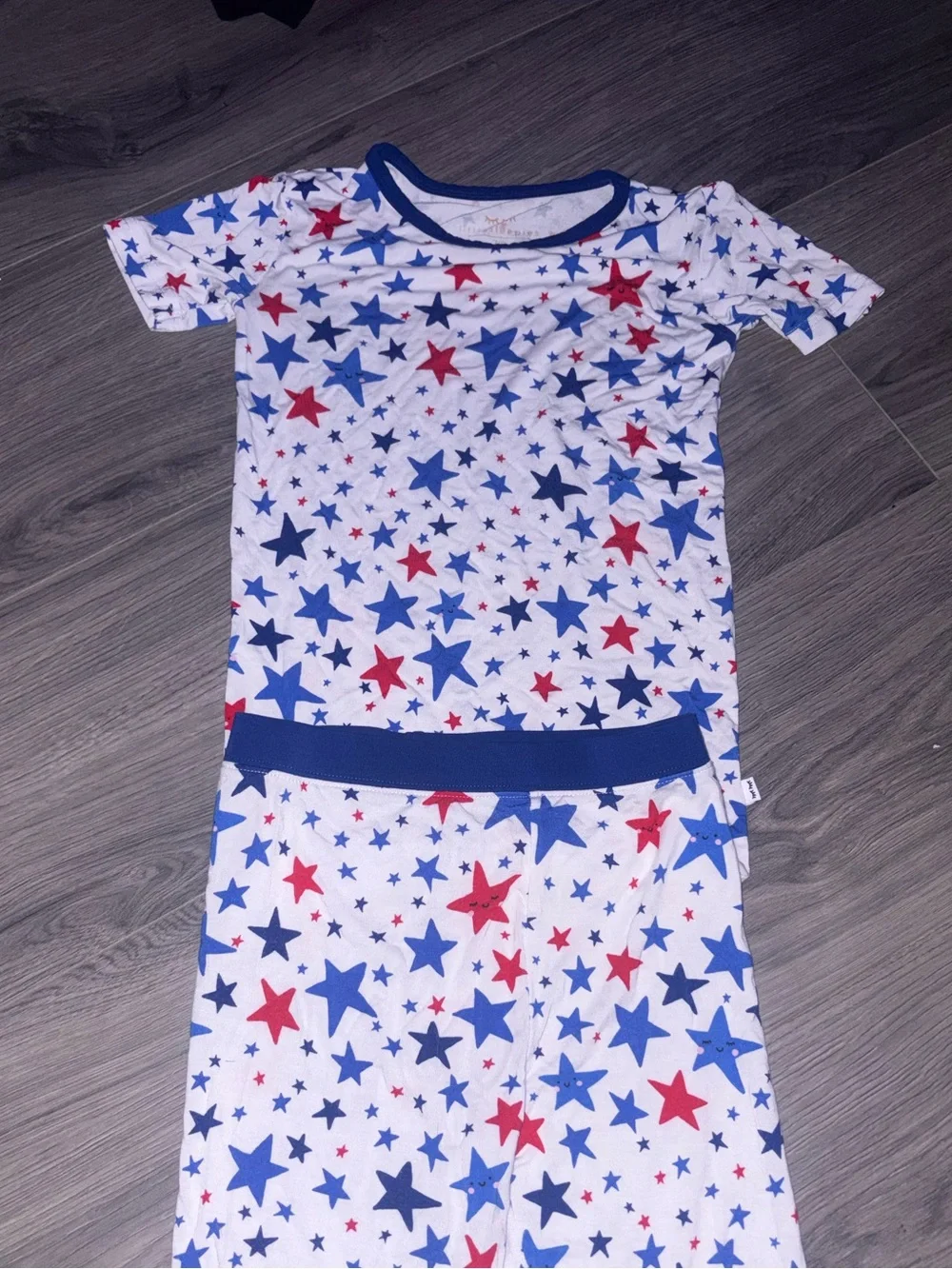 Little Sleepies White Pajama Set with Red & Blue Stars